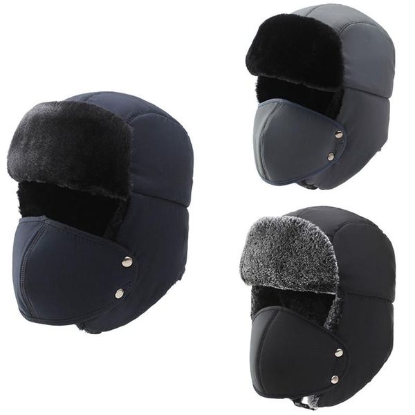 

winter waterproof lei feng hat outdoor cold and warm cycling hat plus velvet thick, Black