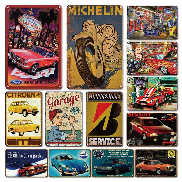 

vintage garage wall decorative metal plaque tin sign rustic man cave car club decor metal plate shabby chic iron painting signs