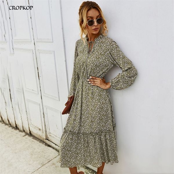 

women long dress autumn winter ladies long sleeve casual flower clothes dresses for women fall clothing green 210303, Black;gray