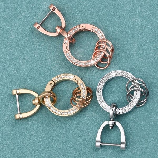 

keychains rhinestones car key chain pendant creative diamond ring universal keychain accessories, Silver