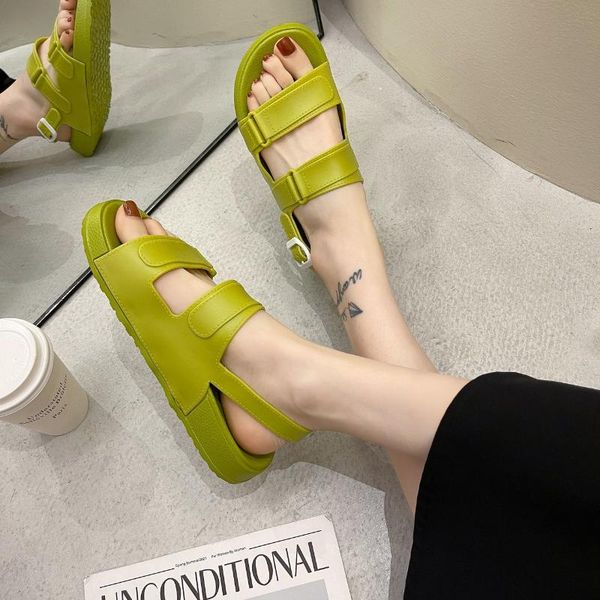 

sandals ladies open toe summer slippers retro beach shoes comfortable flip-flops color jelly 2021, Black