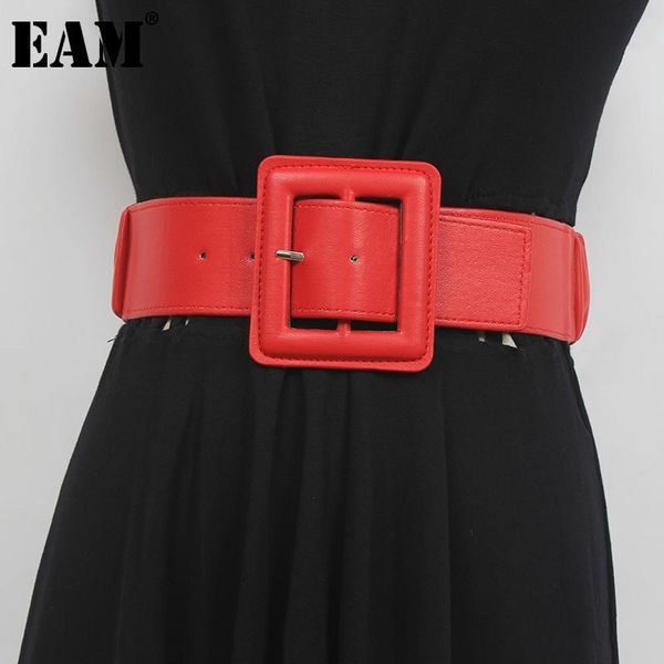

belts [eam] pu leather red elastic long big buckle wide belt personality women fashion tide all-match spring autumn 2021 1dd9899, Black;brown