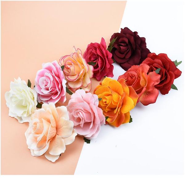

10pcs artificial flowers for home wedding decoration christmas wreath bride brooch diy handmade gifts box silk roses flo qyltqx