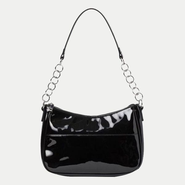 

cross body fashion baguette shoulder bag for women cool girl black armpit handbag pu leather messenger vintage purse clutch