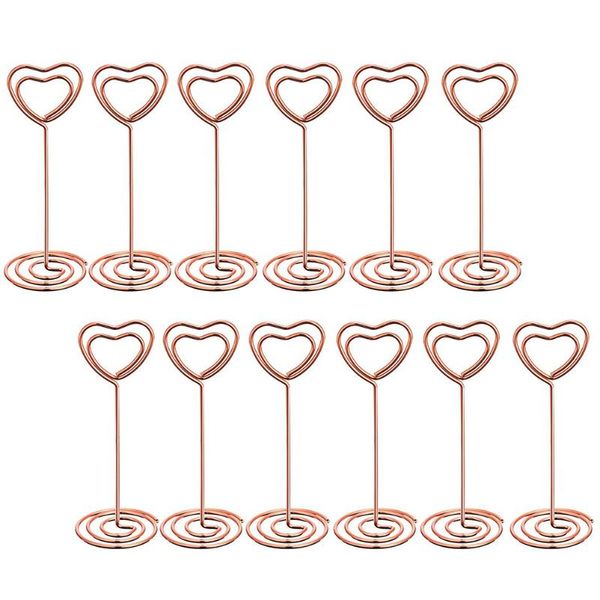 

party decoration 12 pcs rose gold heart shape po holder stands table number holders place paper menu clips for weddings