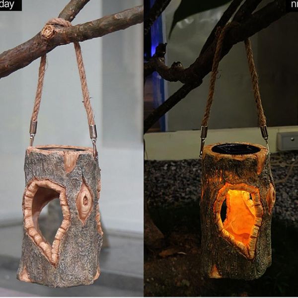 

solar lamps led candles tea light vintage stump hanging lantern lamp luminous party home supplies halloween decoration