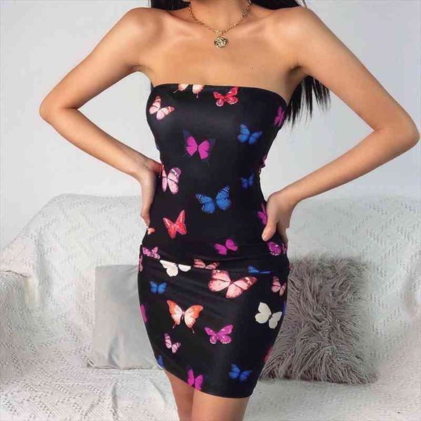 

butterfly print strapless party womens dresses clubwear fashion slim bodycon skinny wrap chest mini, Black;gray