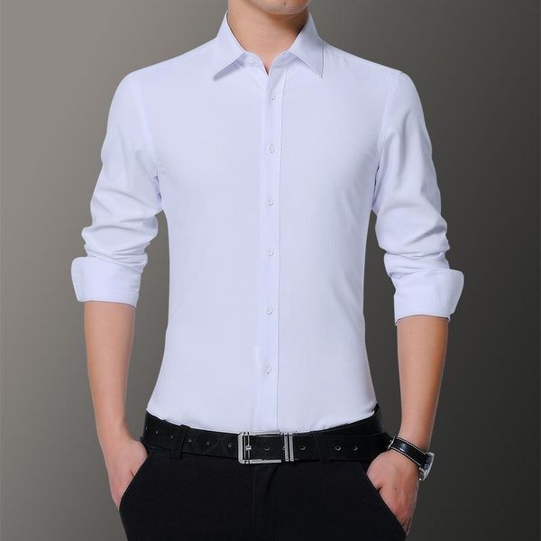 

men's dress shirts oversized business plaid long-sleeved shirt classic formal wear design quality work clothes office bank, White;black