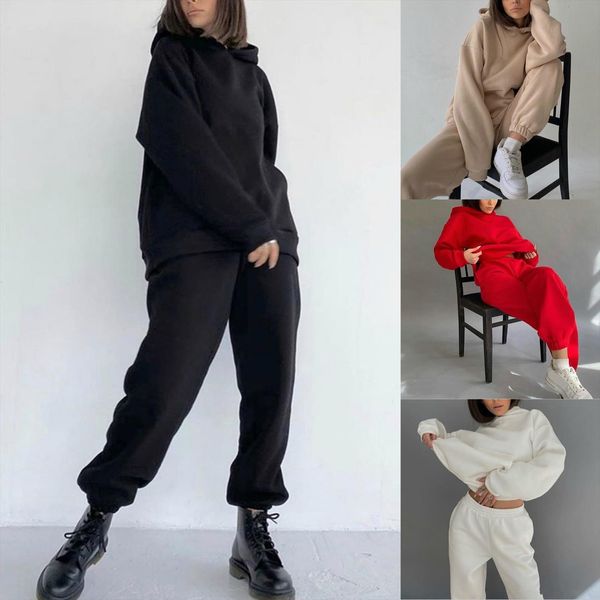 

winter spring 2 piece set womens tracksuits outfits tracksuit oversized hoodie and pants casual sport suit two, Gray