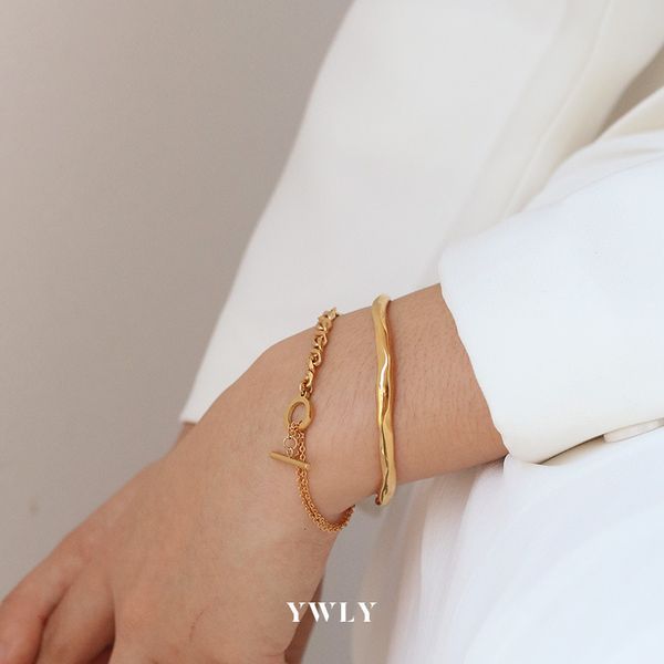 

irregular concave convex psensitive surface hand decoration women's simple cool style fashion versatile personality bracelet ywly, Black