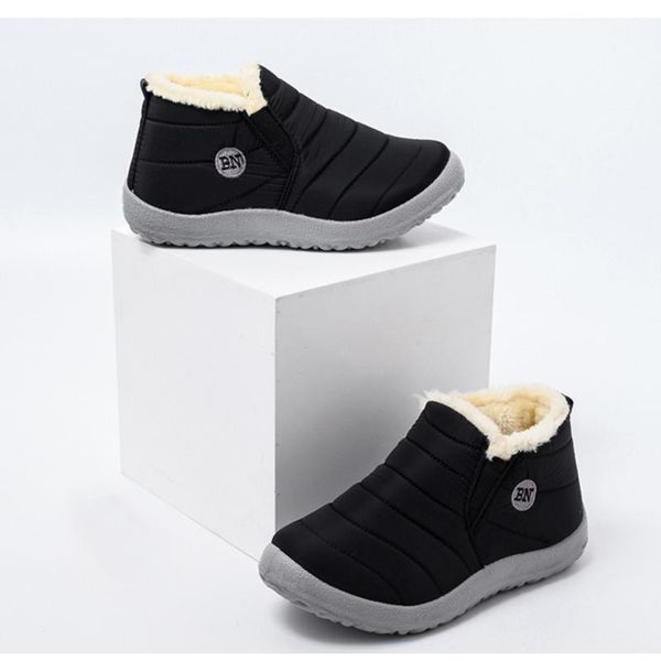 

boots for winter snow warm and velvet short cotton shoes thickened flat waterproof non-slip, Black