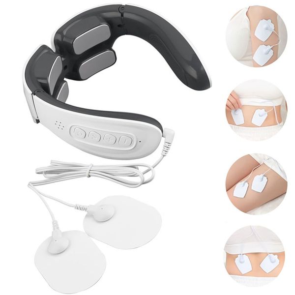 

smart electric neck and shoulder back pulse massager tens cervical vertebra relax pain relief kneading massage electrode pads 53