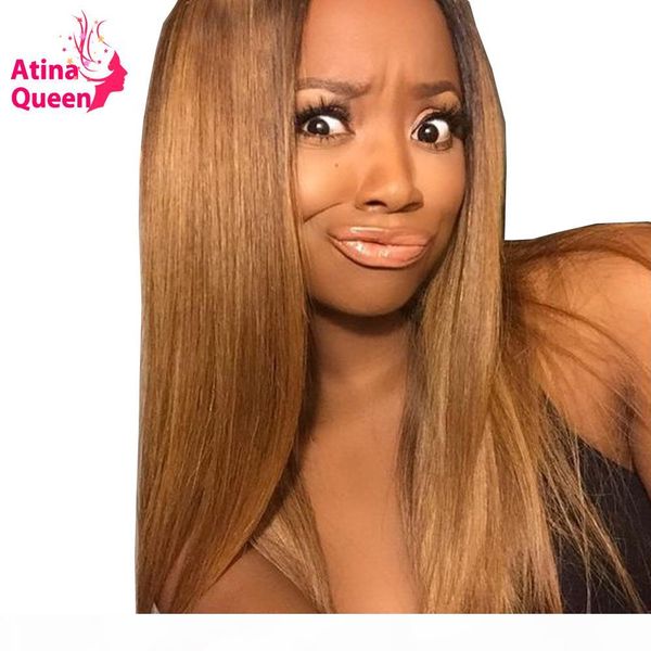 

27 honey blondebrazilian straight lace front human hair wigs for women remy hair wig with baby hair atina queen, Black