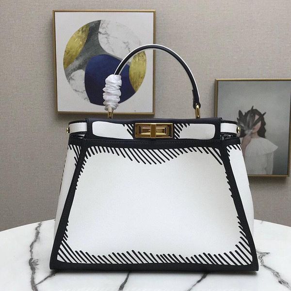 

wholesale ky california two dimensional bag bag black and white cartoon hand painted peekkaboo one shoulder messenger luxuryss designerss yw