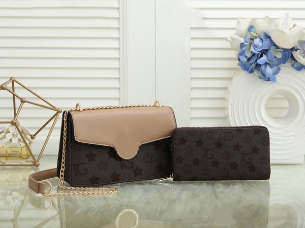 

hjd designer bags ladies shoulder bags wallet flower letter fashion 2 piece composite bag leather woman party shopping 23*7.5*14cm crossbody