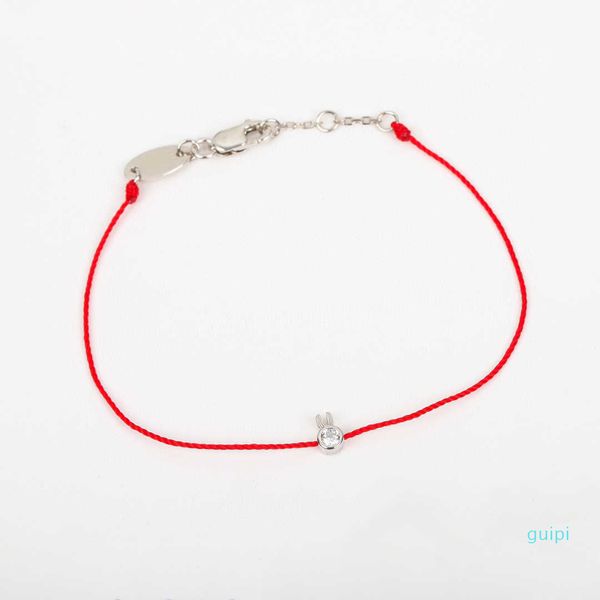 

pure 925 sterling silver jewelry silver chain gold color rabbit bracelet party wedding jewelry thin red rope bracelet, Golden;silver