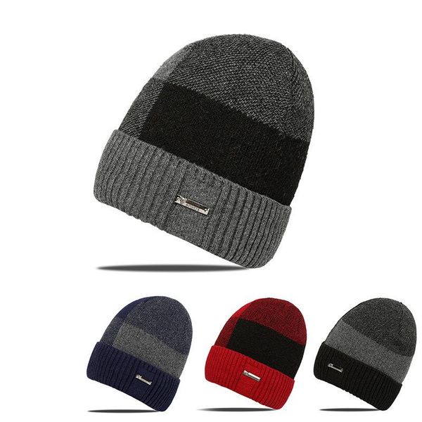 

berets winter knitted plush warm hat classic fashion couple gift, Blue;gray