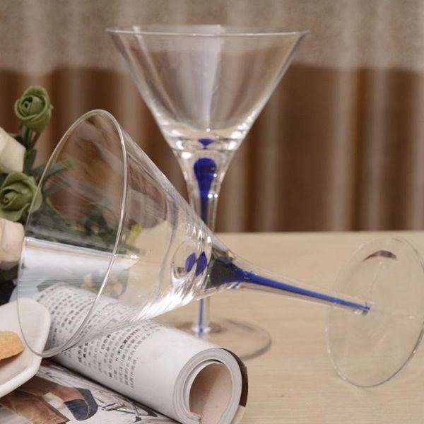 

hip flasks lead-crystal glass blue creative cocktail inverted triangular cup