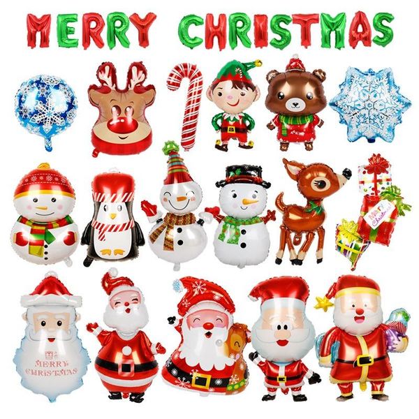 

party decoration 2022 christmas and year balloons tree aluminum film santa claus snowman accessories