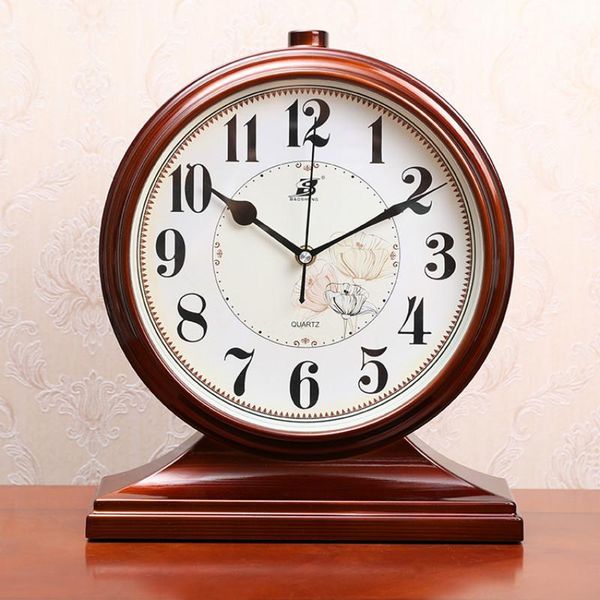 

european retro table clock living room bedroom large office desksilent clock pendulum seat home decoration wf1106