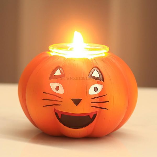 

party decoration 33 halloween cat face pumpkin candlestick candle lamp deskatmosphere resin crafts