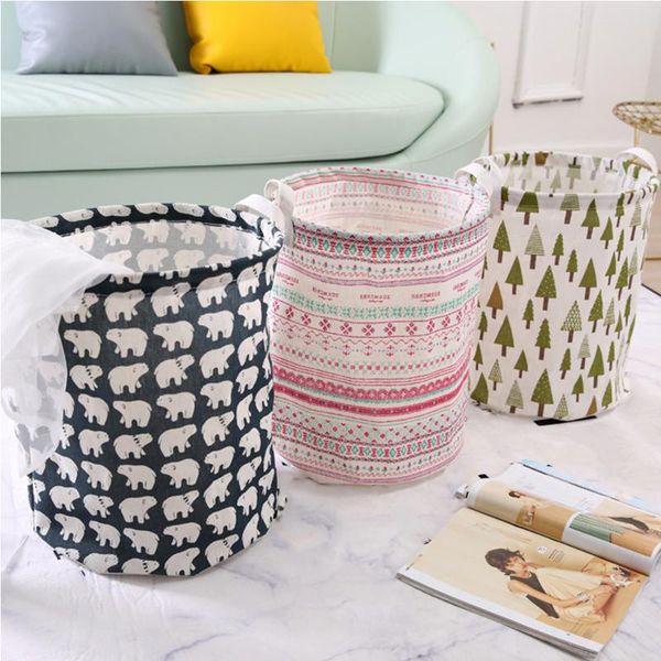

laundry bags dirty organizer folding large capacity clothing storage bucket toy basket home waterproof cotton linen hamper