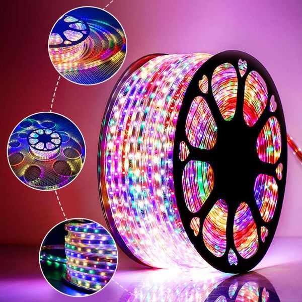 

waterproof ip67 led strips rgb 220v eu plug 2835smd color changing led strip lights for bedroom party kitchen outdoor garden
