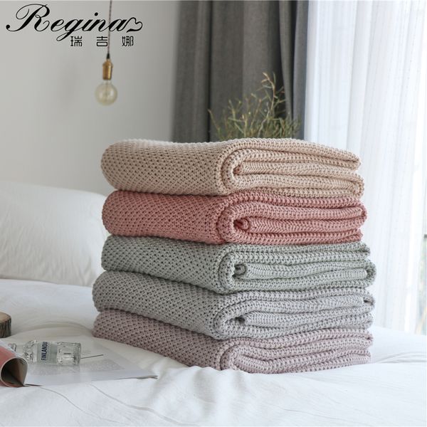 Regina Beversize Pure Natural Brows Booket Mossstitch Изысканное вязаное одеяло для кровати Уютный диван Обложка Бросьте одеяло
