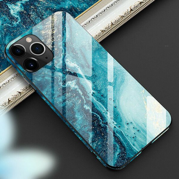 

2021 new shockproof marble tempered glass case cover for iphone 11 12 pro max xs xr 7 8