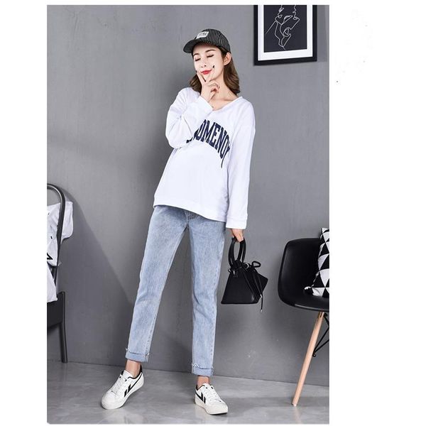 

maternity bottoms jeans for pregnant women pants pregnancy clothes elastic waist belly loose gravidas clothing e0141, White