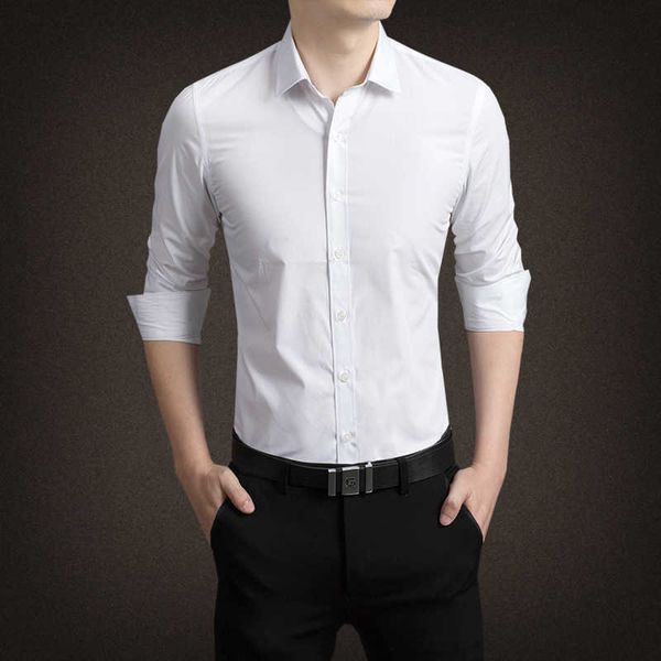 

new 2021 bridal gum man wedding formal pure color long mouwen men cat casual shirt company, White;black