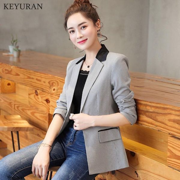 

women's suits & blazers plus size casual slim women plaid jacket blazer female business suit jackets elegant bleiser mujer 2021 ladies, White;black