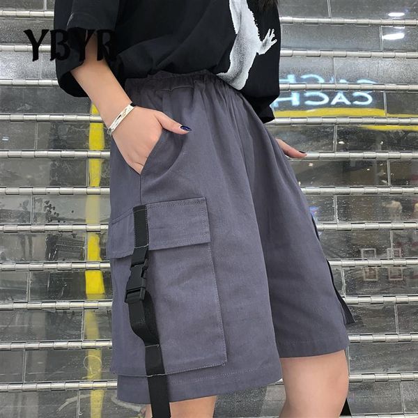 

women's shorts ybyr summer women cargo female loose straight casual short pants fashion elastic waist handsome male knee length, White;black
