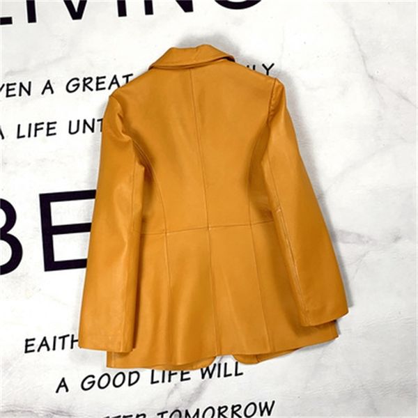 

2021 female spring genuine sheep leather e39 jacket fhuh, Black;brown
