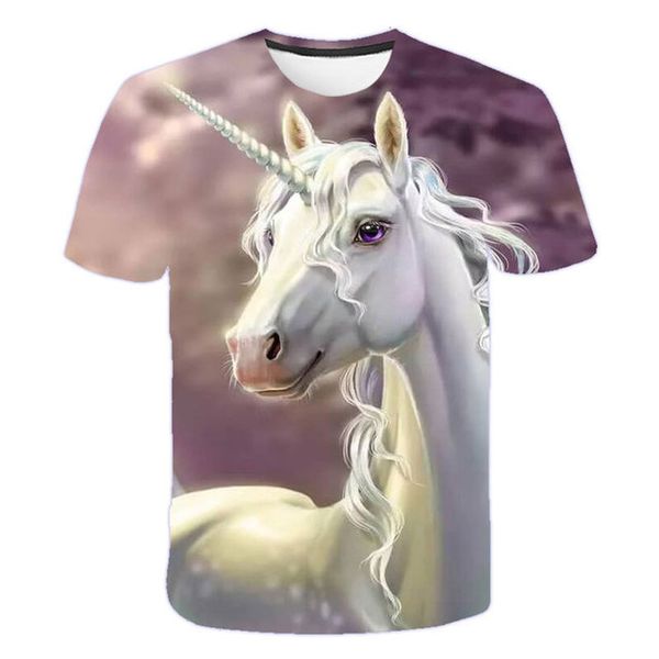 

horn head children 3d printing t-shirt animal print summer daily sports round neck short sleeve high quality, Blue