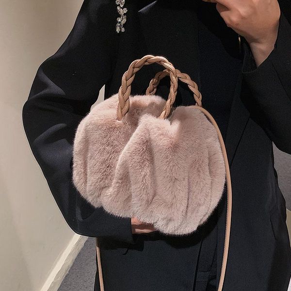

evening bags designer faux fur handbags for women plush bucket bag lambswool shoulder crossbody ladies winter shopper pouch clutch 2021