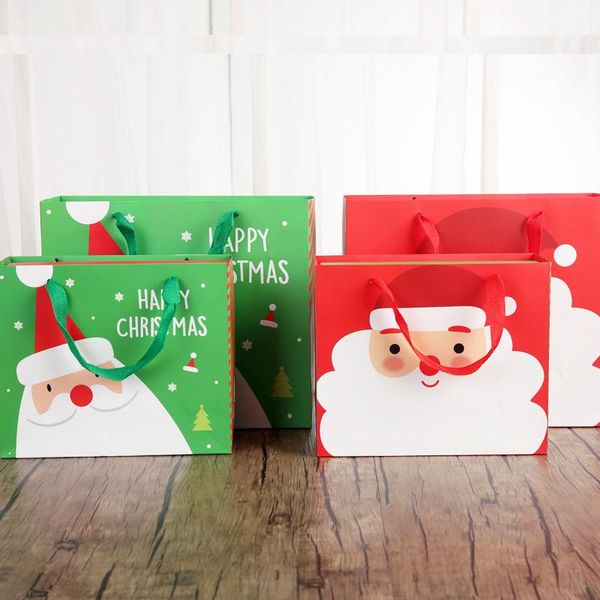 

gift wrap 12pcs/lot christmas bag paper handbag for candy storage holders santa decoration year packing