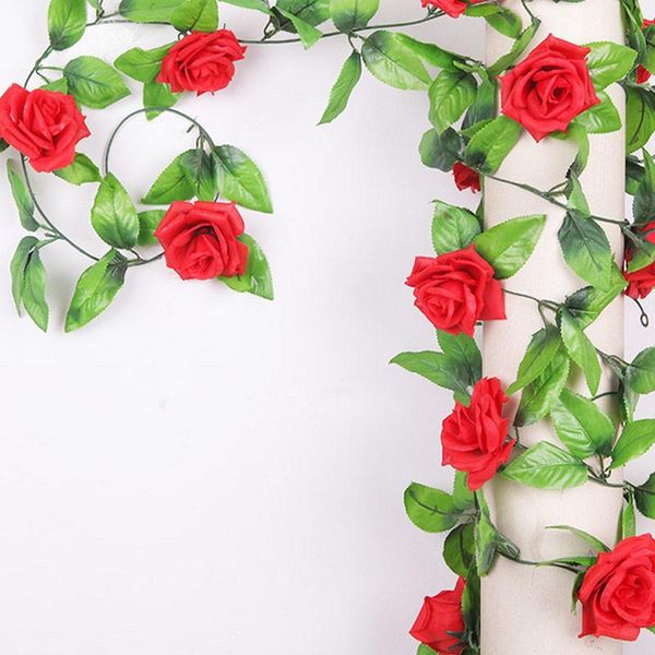 

artificial fake silk rose flower ivy vine hanging garland wedding home decor b99