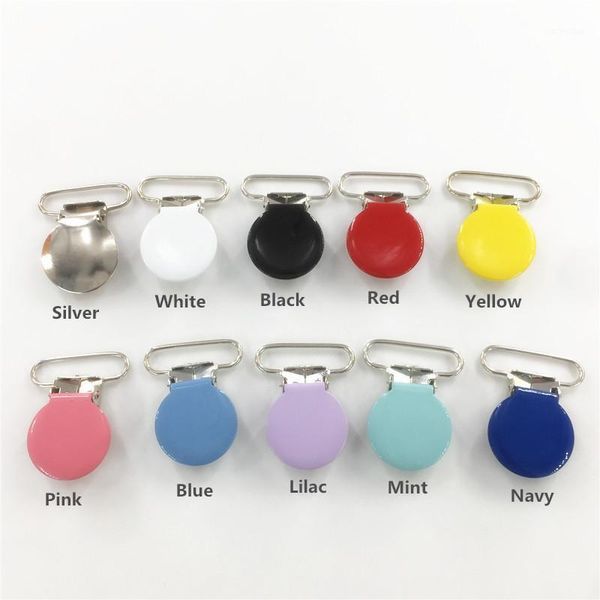 

pacifiers# chenkai 50pcs 1'' 25mm round metal suspenders soothers holder clips diy baby shower dummy pacifier chain toy accessorie
