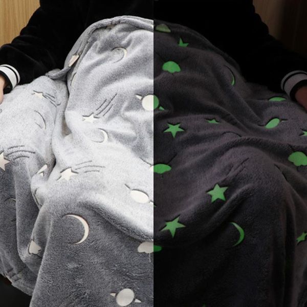 

blankets polyester fiber blanket stars moon plush warm siesta sofa luminous