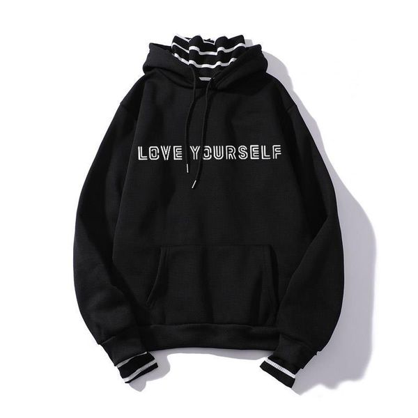 

100% new hoodie kpop bangtan boys love yourself hoodies streetwear spring hoodies women hooded pullover tracksuit, Black