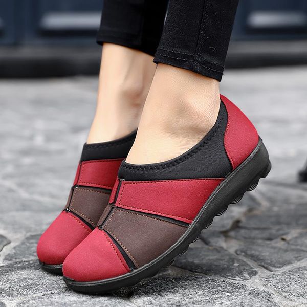 

dress shoes women sport ladies breathable wedge non-slip soft comfortable mother's big size loafers, Black