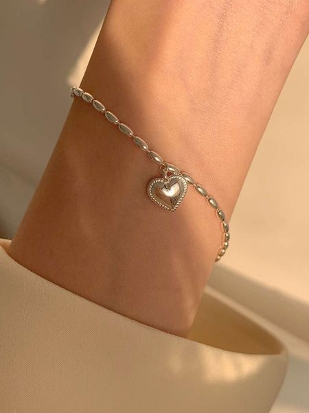 

strands s925 silver rice grain love girlfriends bracelet, Black