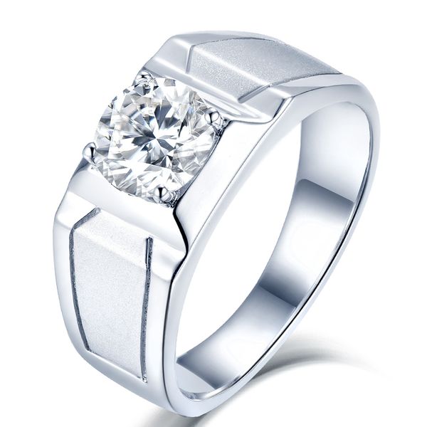 

european and american fashion high-end tonglinyuan head manufacturer s925 sterling silver wide face domineering mens ring 1 karat moissanite