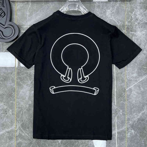 

loose designer classic men's t shirts ch summer short sleeves letter horseshoe sanskrit cross print sweatshirts t-shirts woman tees kec, White;black