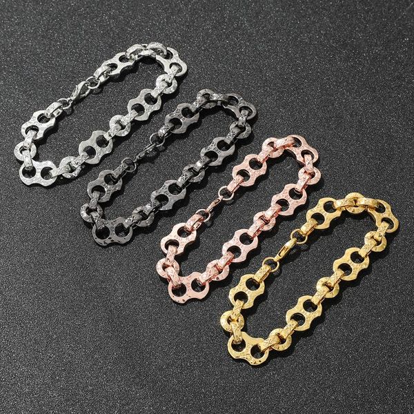 

link, chain 8 word lettering 520 bracelet cuban gold color bracelets for men women fashion jewelry accessories, Black