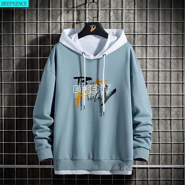 

spring and autumn long sleeve men hooded sweatshirt brand fashion korean casual loose round neck long sleeve hoodie men 211014, Black