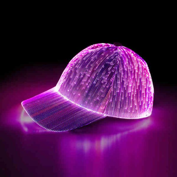 LED Işık Up Şapka Karanlıkta Glow Rave Müzik Fimive Parti Noel Cadılar Bayramı USB Şarj Edilebilir Aydınlık LED Beyzbol Şapkası