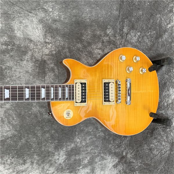 

standard electric guitar tiger maple zebra pickups silver hardware rosewood fingerboard mahogany body