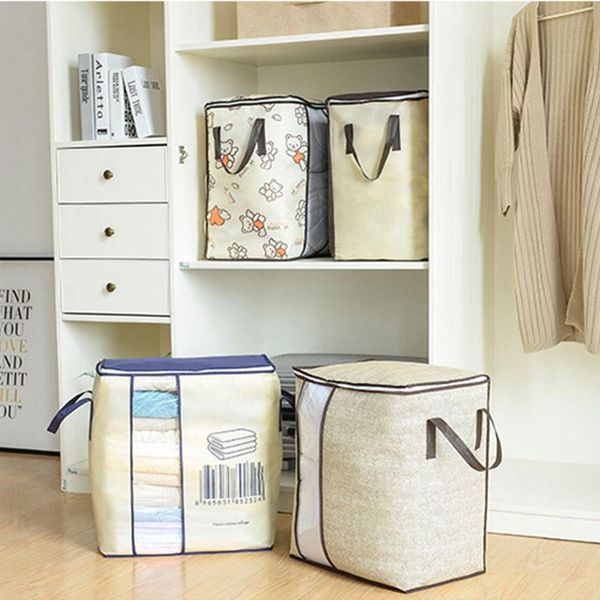 

clothing & wardrobe storage durable moisture proof dust-proof print zipper closure quilt clothes bag packing organizer home ki